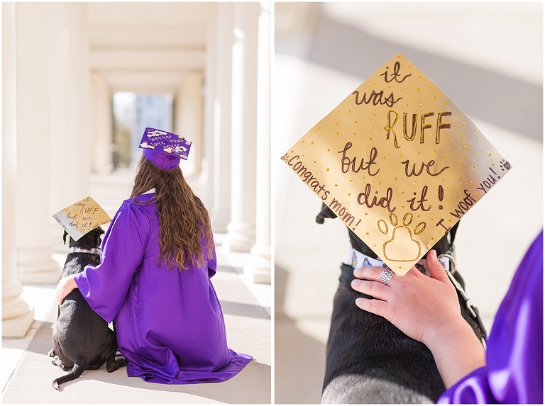 Allison brought her dog Tucker to her graduation portraits. His cap was adorable!