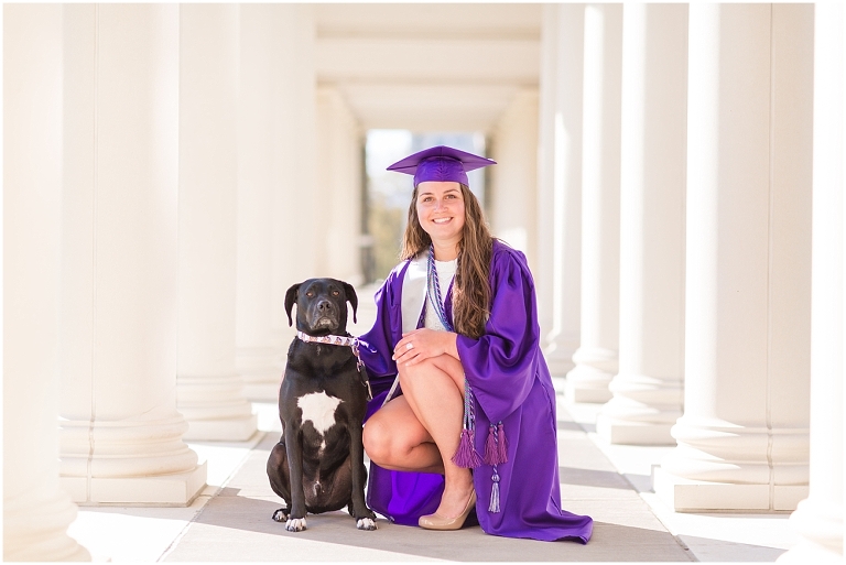 Allison brought her dog Tucker to her graduation portraits